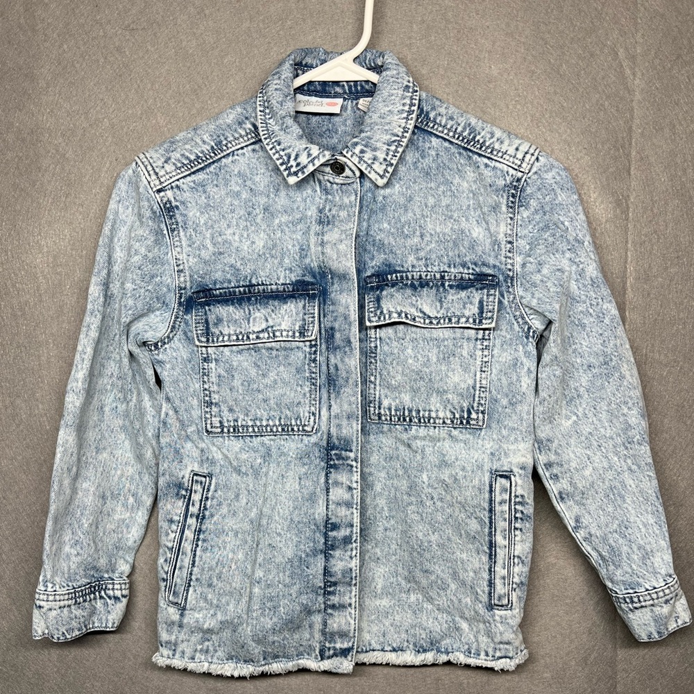 Colorful Planet Acid Washed Jean Jacket Girls Size S 7/8